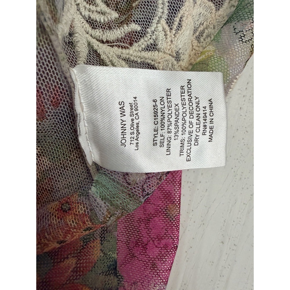 NWT Johnny Was Mae Floral Mesh Top w/ Slip Sz M Embroidered Asteria Floral $298 - Picture 13 of 15